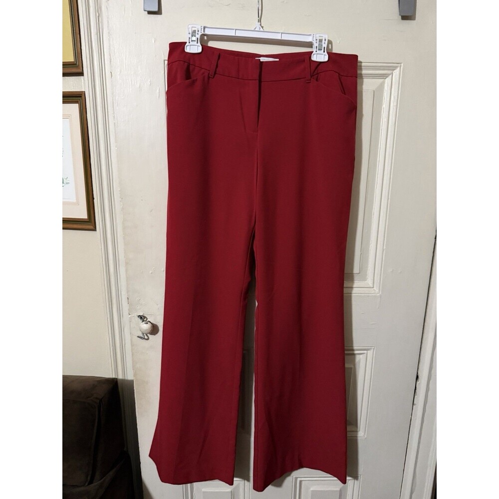 New York & Company Red Stretch Dress Pants Trousers Size 8 Straight Leg